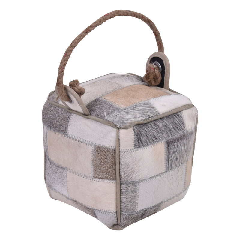 Jaipur Patch Leather Square Door Stop-Dovetailed &amp; Doublestitched