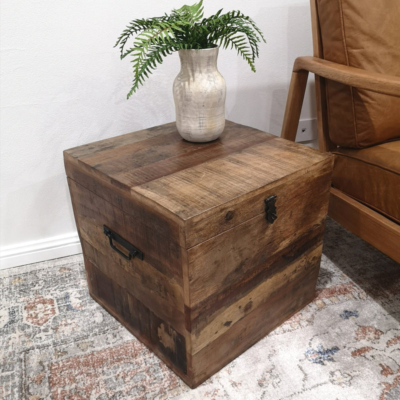 Jaipur Recycled Timber Storage Trunk-Dovetailed &amp; Doublestitched