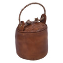 Jaipur Round Tan Leather Door Stopper-Dovetailed &amp; Doublestitched