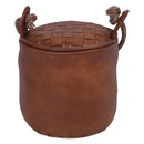 Jaipur Round Tan Leather Door Stopper-Dovetailed &amp; Doublestitched