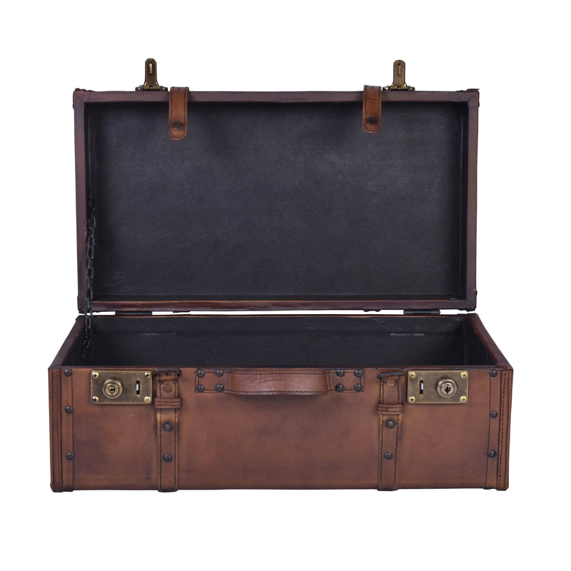 Jaipur Set Of Leather Trunks-Dovetailed &amp; Doublestitched