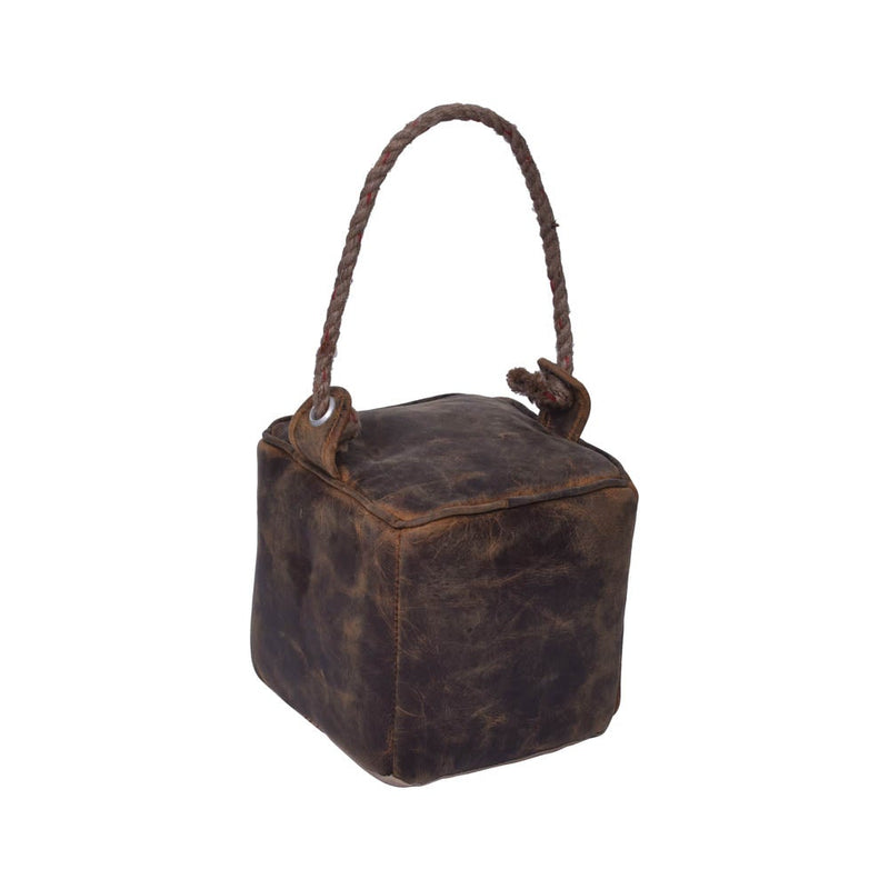 Jaipur Square Distressed Leather Door Stopper-Dovetailed &amp; Doublestitched