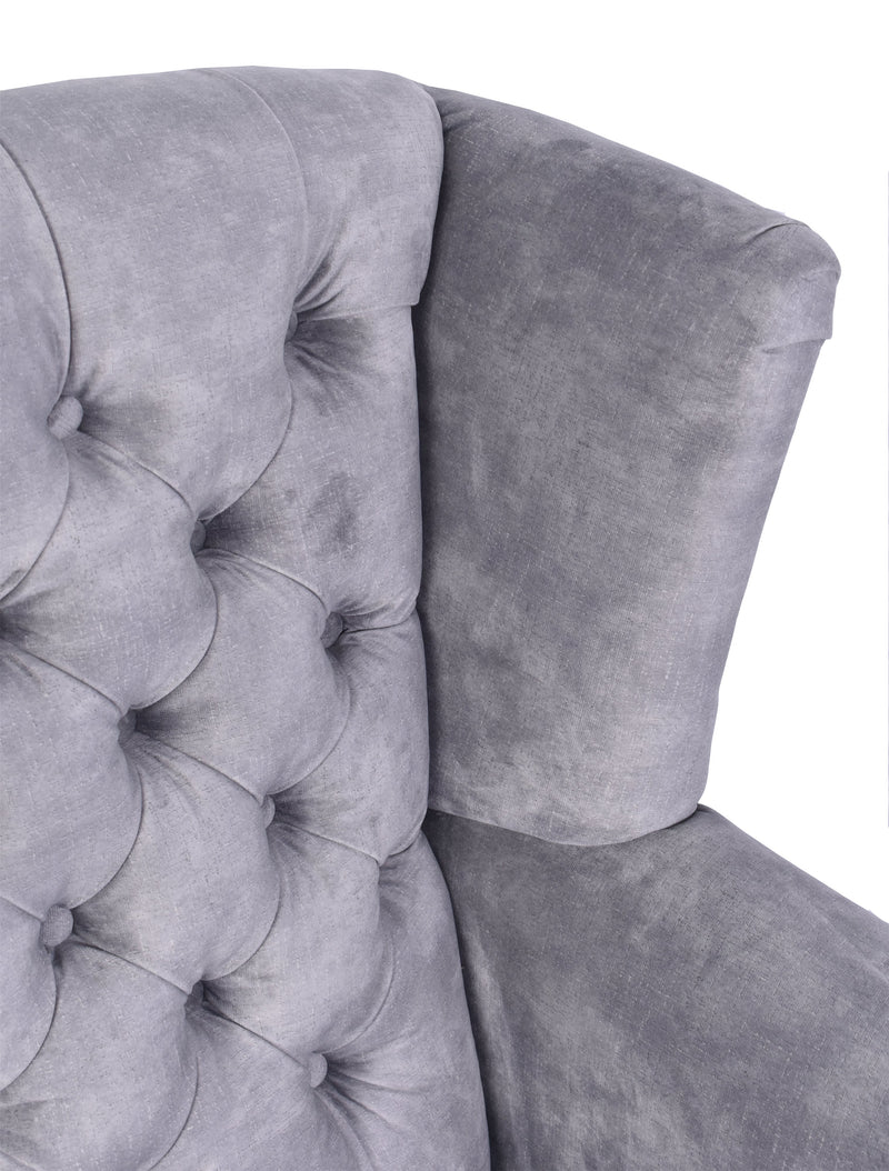 Kendrick Grey Velvet Wingback Armchair-Dovetailed &amp; Doublestitched