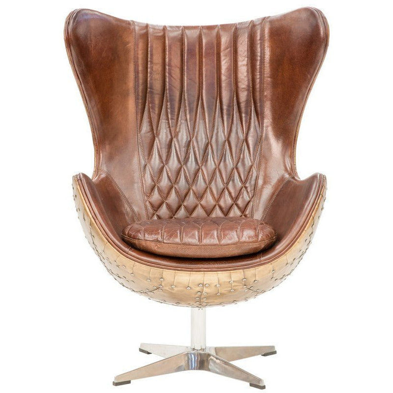 Knightsbridge Vintage Leather Egg Chair-Dovetailed &amp; Doublestitched