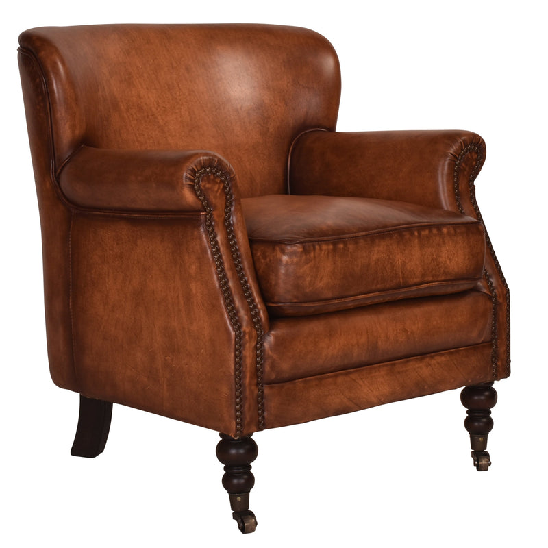 Lexington Toffee Leather Armchair-Dovetailed &amp; Doublestitched