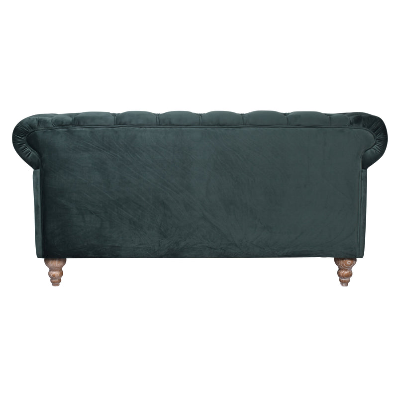 Libera 2 Seater Green Velvet Chesterfield Sofa-Dovetailed &amp; Doublestitched