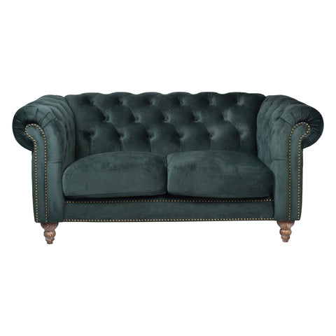 Libera 2 Seater Green Velvet Chesterfield Sofa