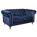 Libera 2 Seater Navy Blue Velvet Chesterfield Sofa-Dovetailed &amp; Doublestitched