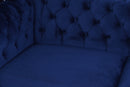 Libera 2 Seater Navy Blue Velvet Chesterfield Sofa-Dovetailed &amp; Doublestitched