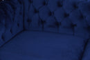 Libera 2 Seater Navy Blue Velvet Chesterfield Sofa-Dovetailed &amp; Doublestitched