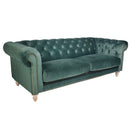 Libera 3 Seater Green Velvet Chesterfield Sofa-Dovetailed &amp; Doublestitched