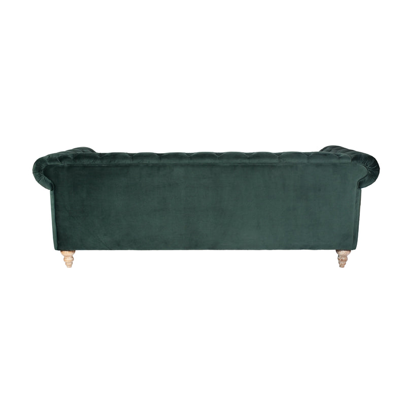 Libera 3 Seater Green Velvet Chesterfield Sofa-Dovetailed &amp; Doublestitched