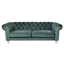 Libera 3 Seater Green Velvet Chesterfield Sofa-Dovetailed &amp; Doublestitched