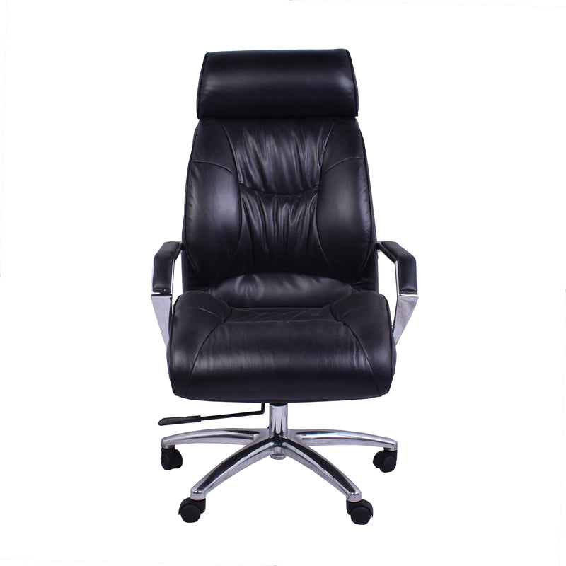 Lincoln Black Leather Desk Chair-Dovetailed &amp; Doublestitched