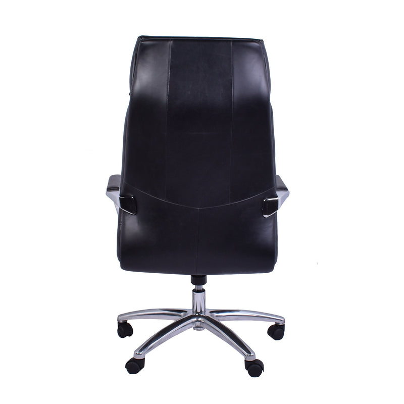 Lincoln Black Leather Desk Chair-Dovetailed &amp; Doublestitched