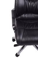 Lincoln Black Leather Desk Chair-Dovetailed &amp; Doublestitched