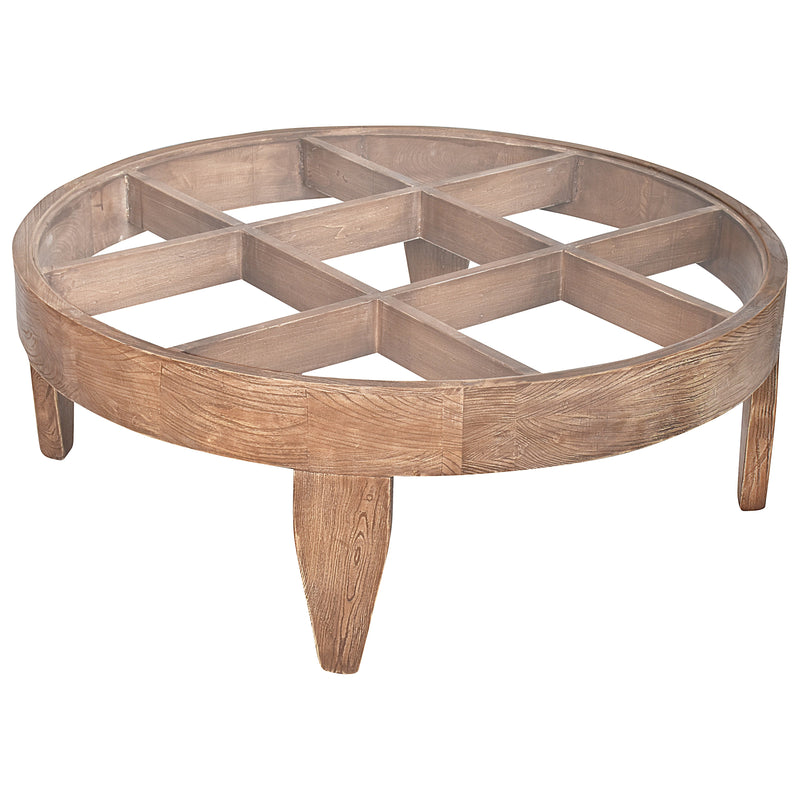 Loire Round Coffee Table with Glass Top-Dovetailed &amp; Doublestitched