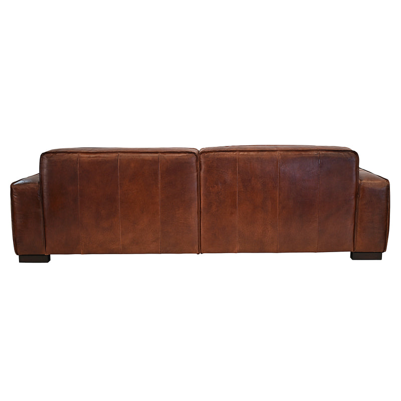Mudec 3.5 Seater Mid Century Vintage Leather Sofa-Dovetailed &amp; Doublestitched