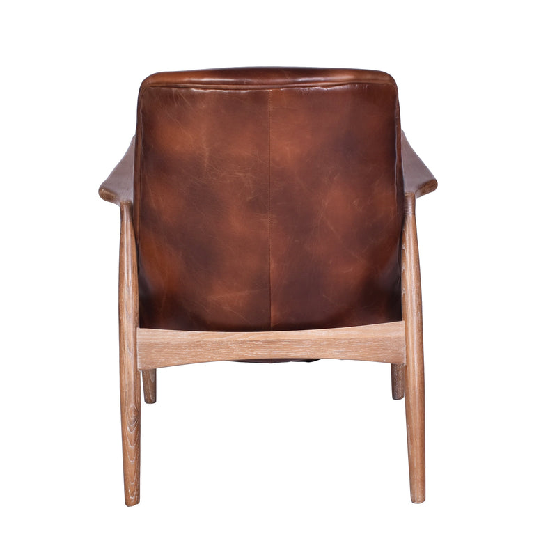 Nordic Distressed Brown Leather Chair-Dovetailed &amp; Doublestitched