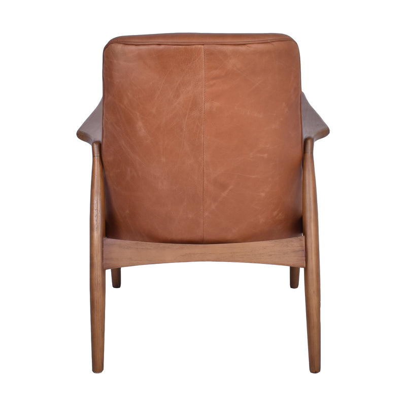 Nordic Mid Century Leather Armchair in Toffee-Dovetailed &amp; Doublestitched