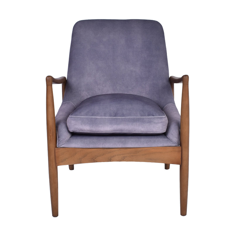 Nordic Mid Century Velvet Armchair in Steel Grey-Dovetailed &amp; Doublestitched