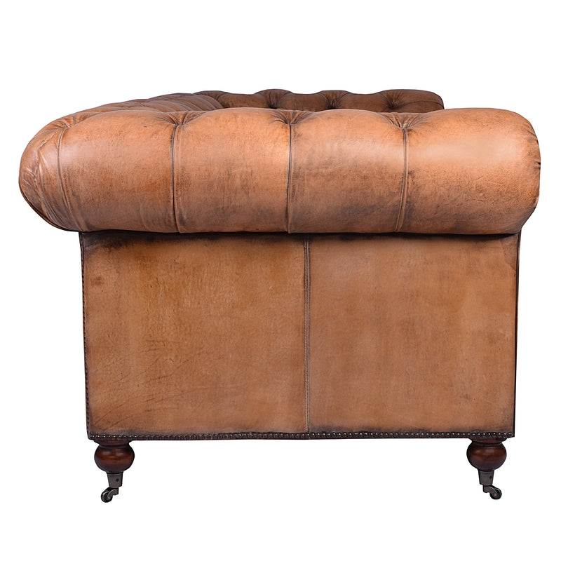 Oakington Antique Leather Chesterfield 3 Seat Sofa-Dovetailed &amp; Doublestitched