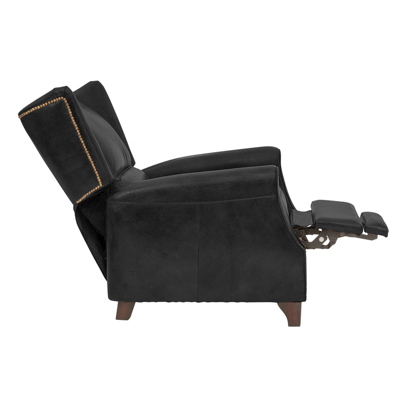 Opa Black Leather Recliner Chair-Dovetailed &amp; Doublestitched