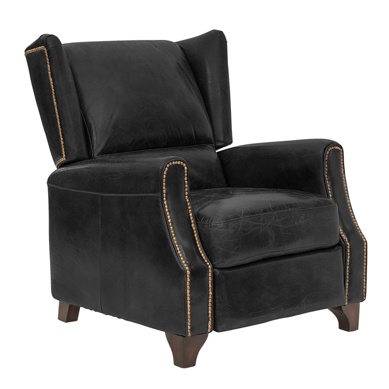 Opa Black Leather Recliner Chair-Dovetailed &amp; Doublestitched
