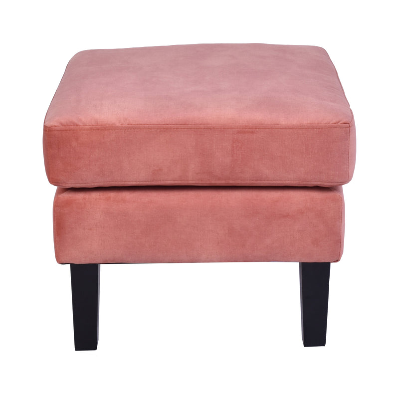 Pink Velvet Ottoman-Dovetailed &amp; Doublestitched