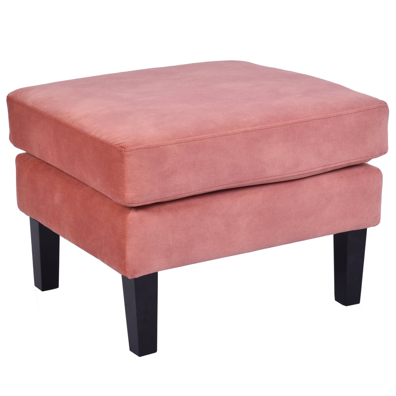 Pink Velvet Ottoman-Dovetailed &amp; Doublestitched