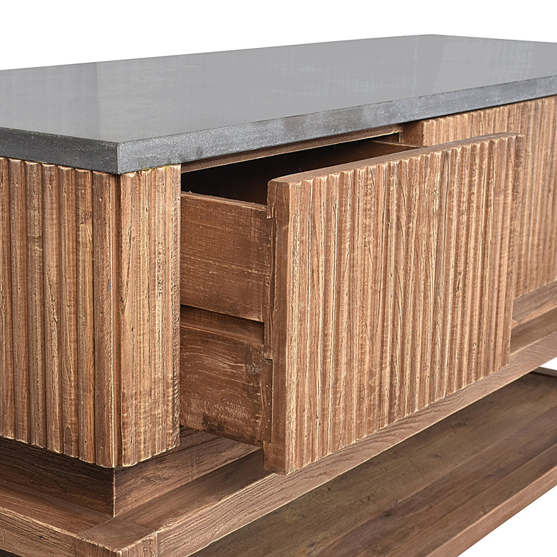 Portland Console with Blue Stone Top-Dovetailed &amp; Doublestitched