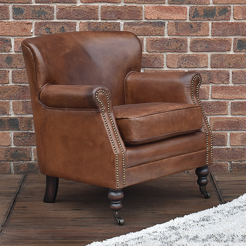 Ralston Vintage Leather Armchair-Dovetailed &amp; Doublestitched
