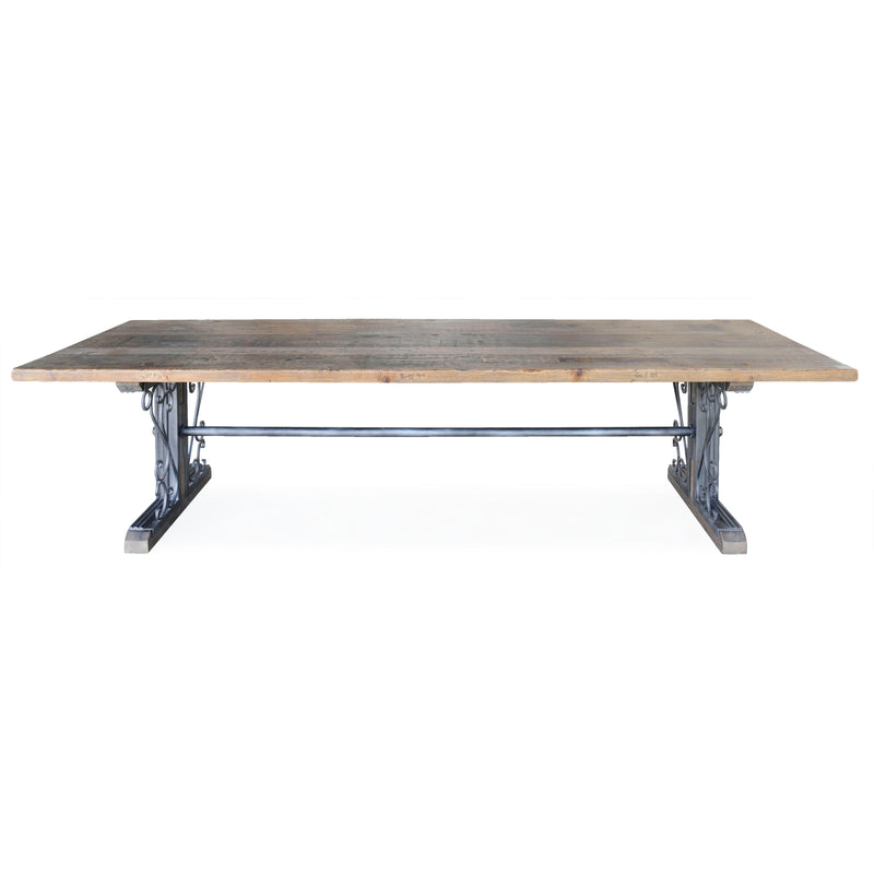 Refectory 3M Dining Table in Driftwood Brown / Gun Metal-Dovetailed &amp; Doublestitched