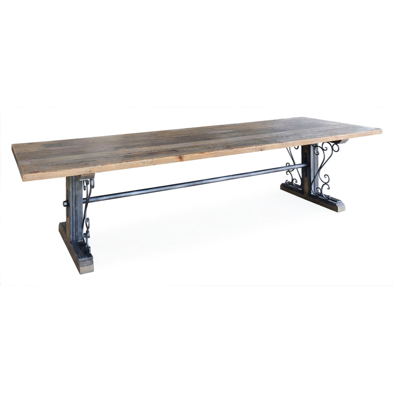 Refectory 3M Dining Table in Driftwood Brown / Gun Metal-Dovetailed &amp; Doublestitched