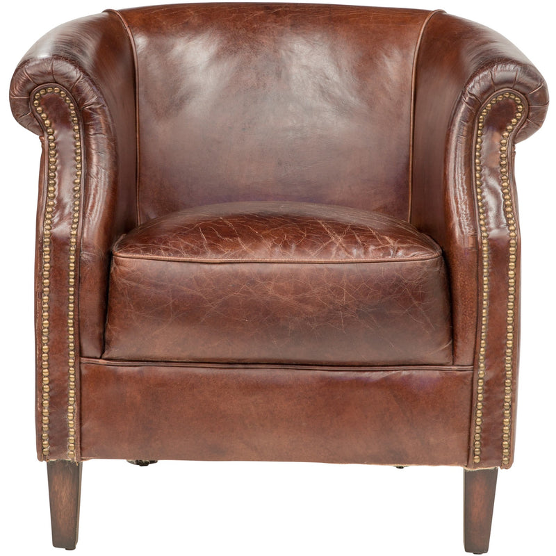 Remington Antique Leather Tub Chair-Dovetailed &amp; Doublestitched