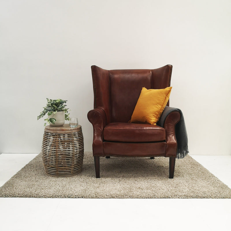 Sancroft Vintage Leather Wingback Armchair-Dovetailed &amp; Doublestitched
