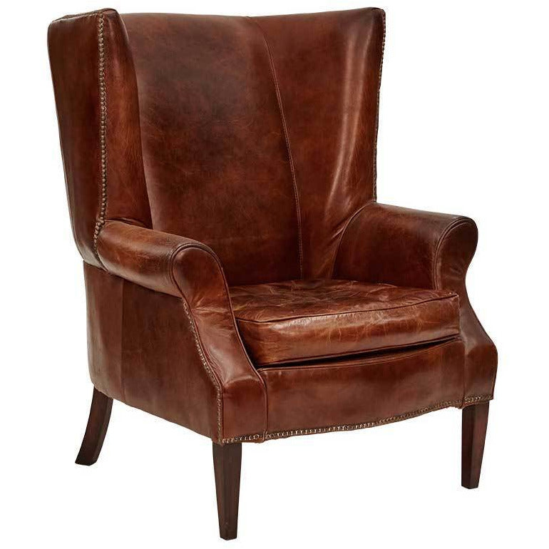 Sancroft Vintage Leather Wingback Armchair-Dovetailed &amp; Doublestitched