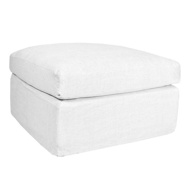 Savoy Slip Cover Ottoman in Cloud-Dovetailed &amp; Doublestitched