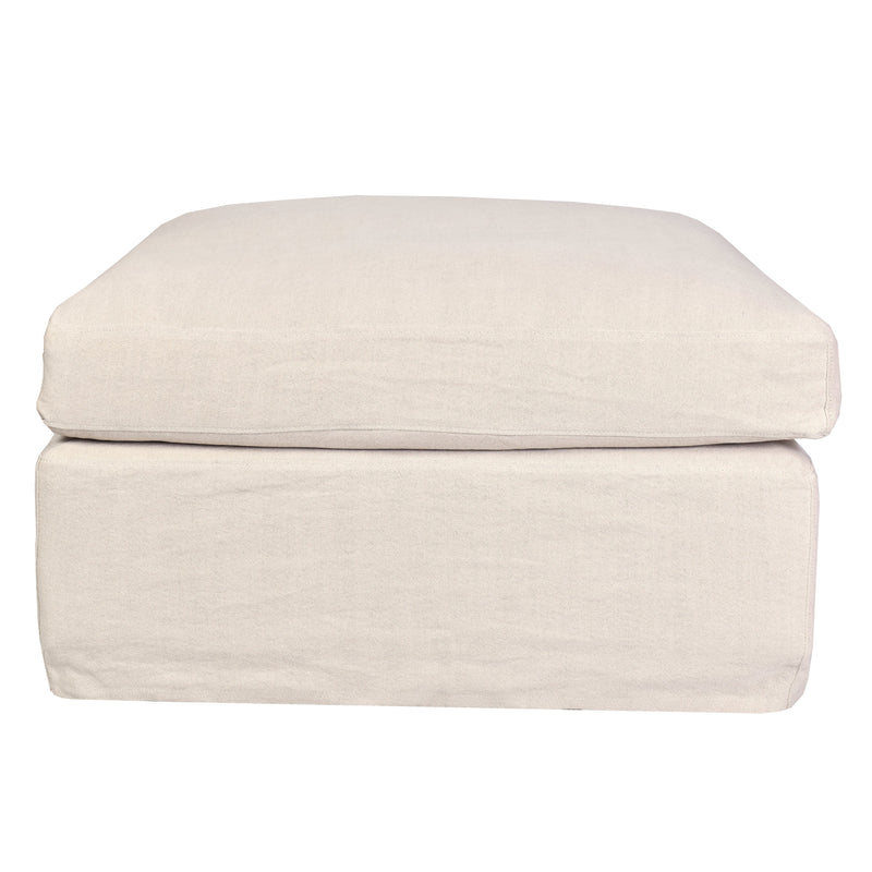 Savoy Slip Cover Ottoman in Salt & Pepper-Dovetailed &amp; Doublestitched