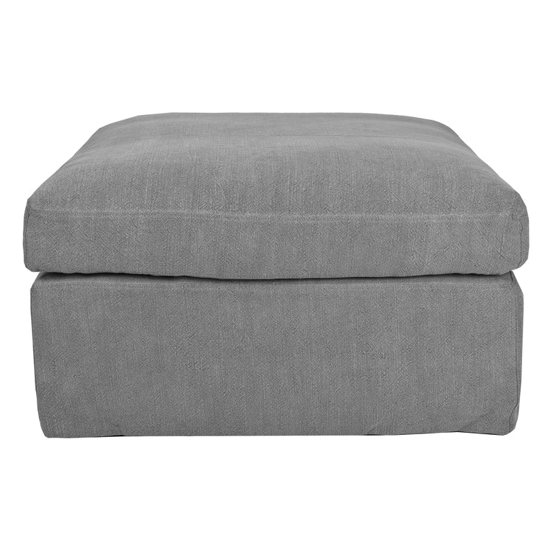 Savoy Slip Cover Ottoman in Slate Grey-Dovetailed &amp; Doublestitched