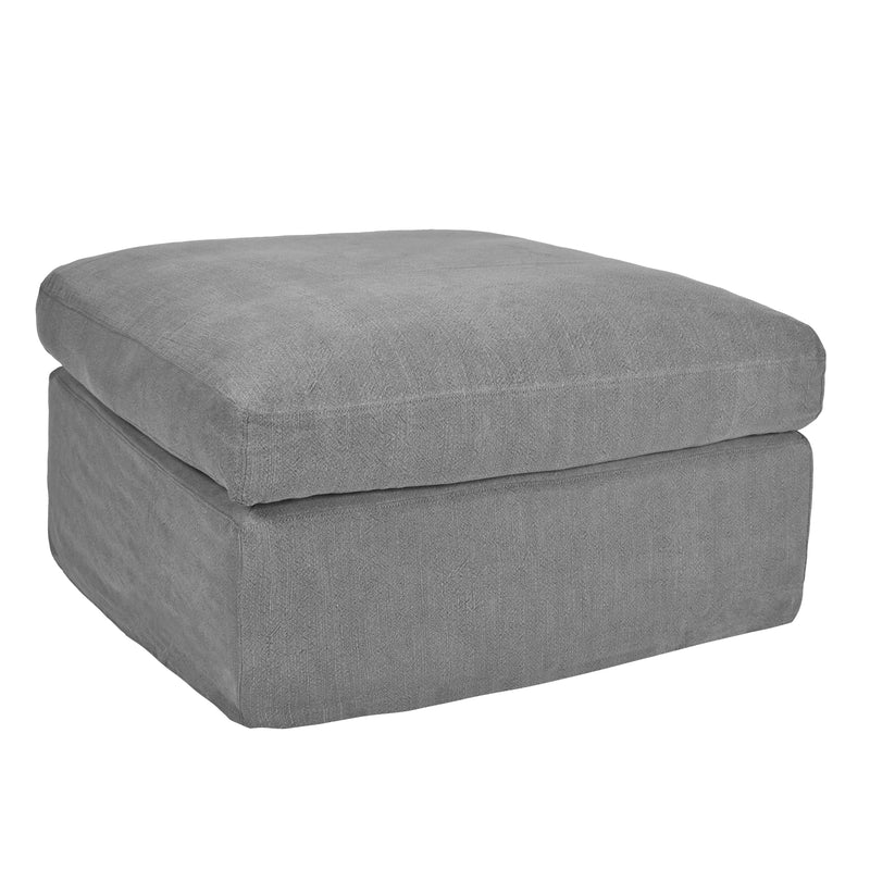 Savoy Slip Cover Ottoman in Slate Grey-Dovetailed &amp; Doublestitched