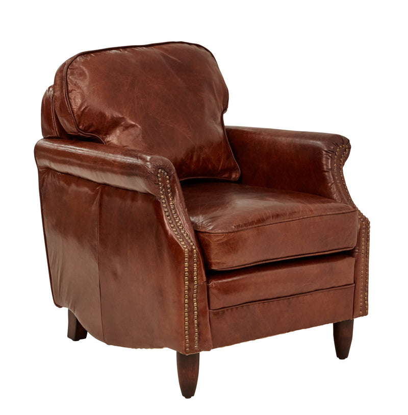 Seemly Vintage Leather Armchair-Dovetailed &amp; Doublestitched