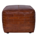 Sinton Square Vintage Leather Ottoman-Dovetailed &amp; Doublestitched