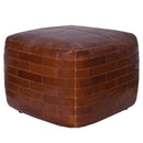 Sinton Square Vintage Leather Ottoman-Dovetailed &amp; Doublestitched