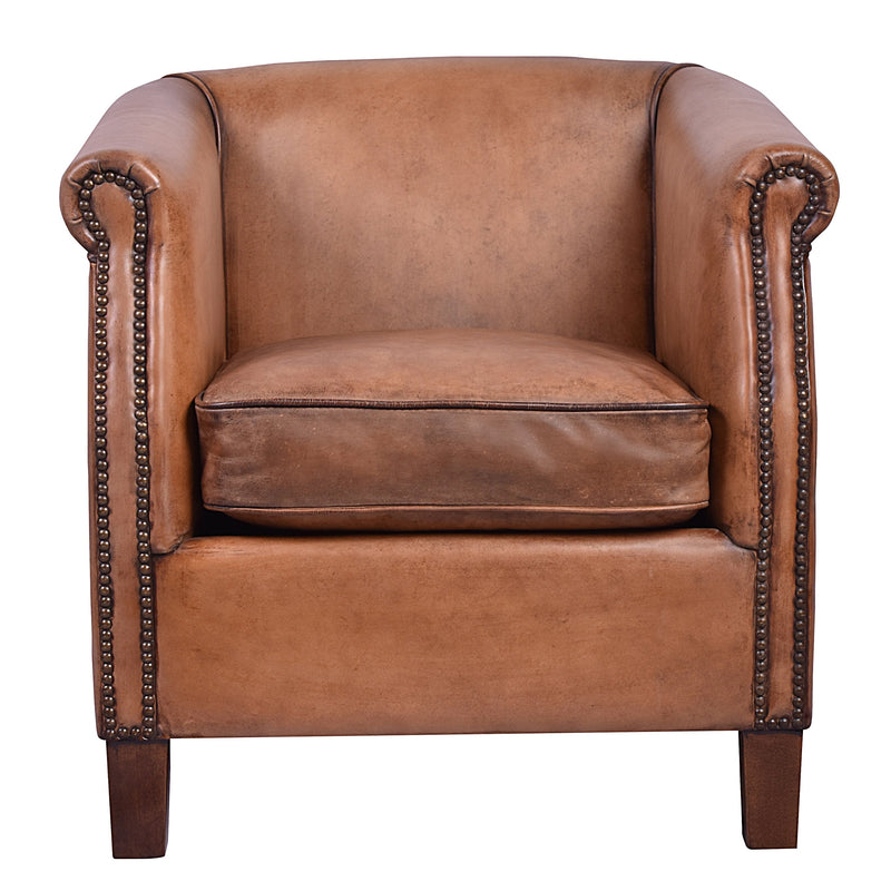 St Jacob Antique Leather Tub Chair-Dovetailed &amp; Doublestitched