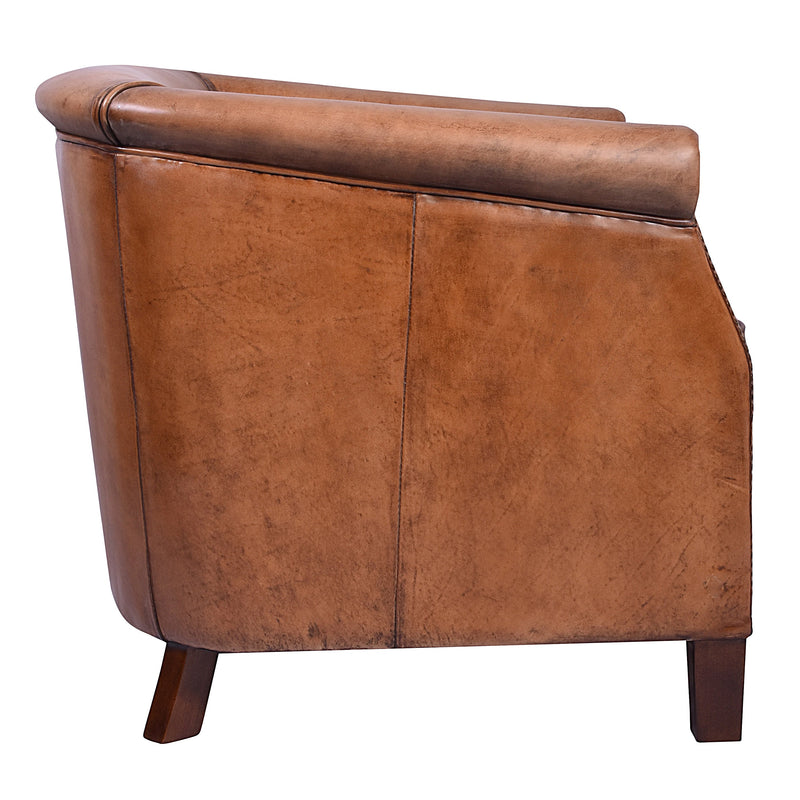 St Jacob Antique Leather Tub Chair-Dovetailed &amp; Doublestitched