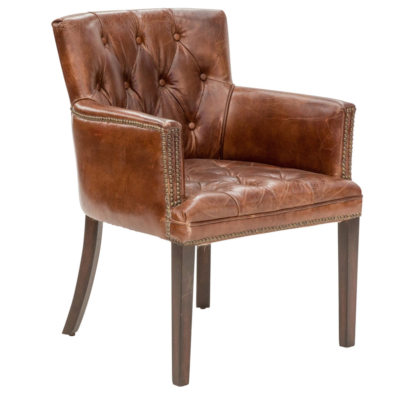 Stafford Vintage Leather Carver Chair-Dovetailed &amp; Doublestitched