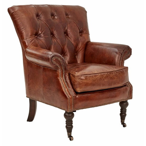 Stedman Vintage Leather Tufted Armchair