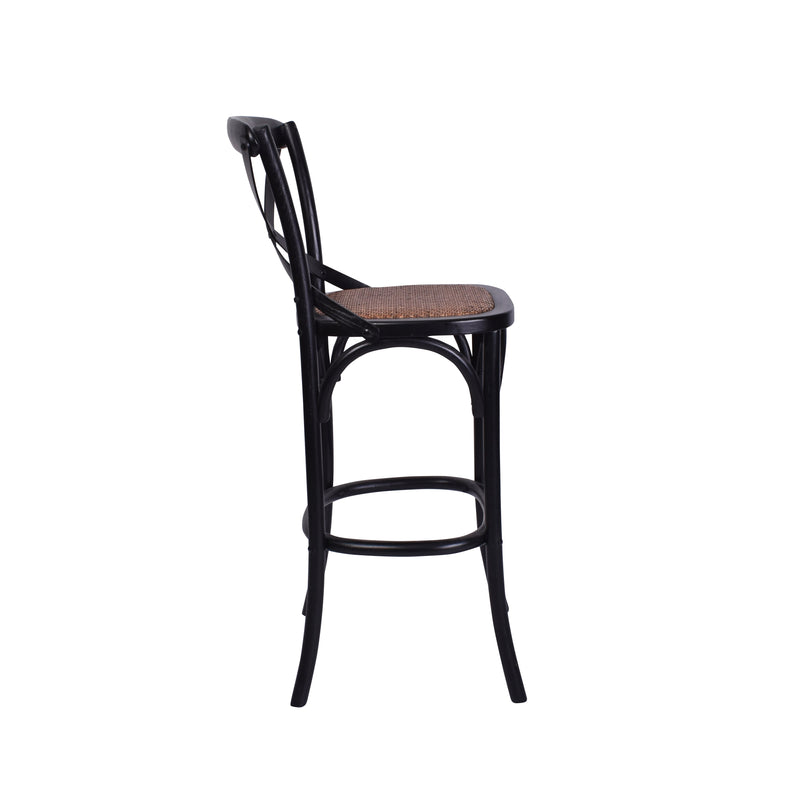 Townsend Cross Back Stool in Black-Dovetailed &amp; Doublestitched