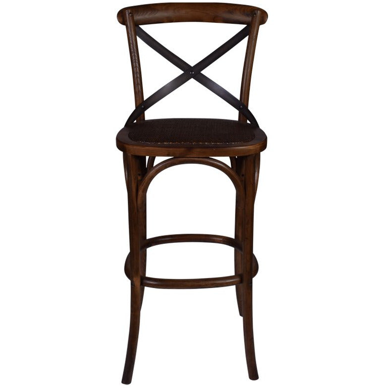 Townsend Cross Back Stool in Warm Oak-Dovetailed &amp; Doublestitched